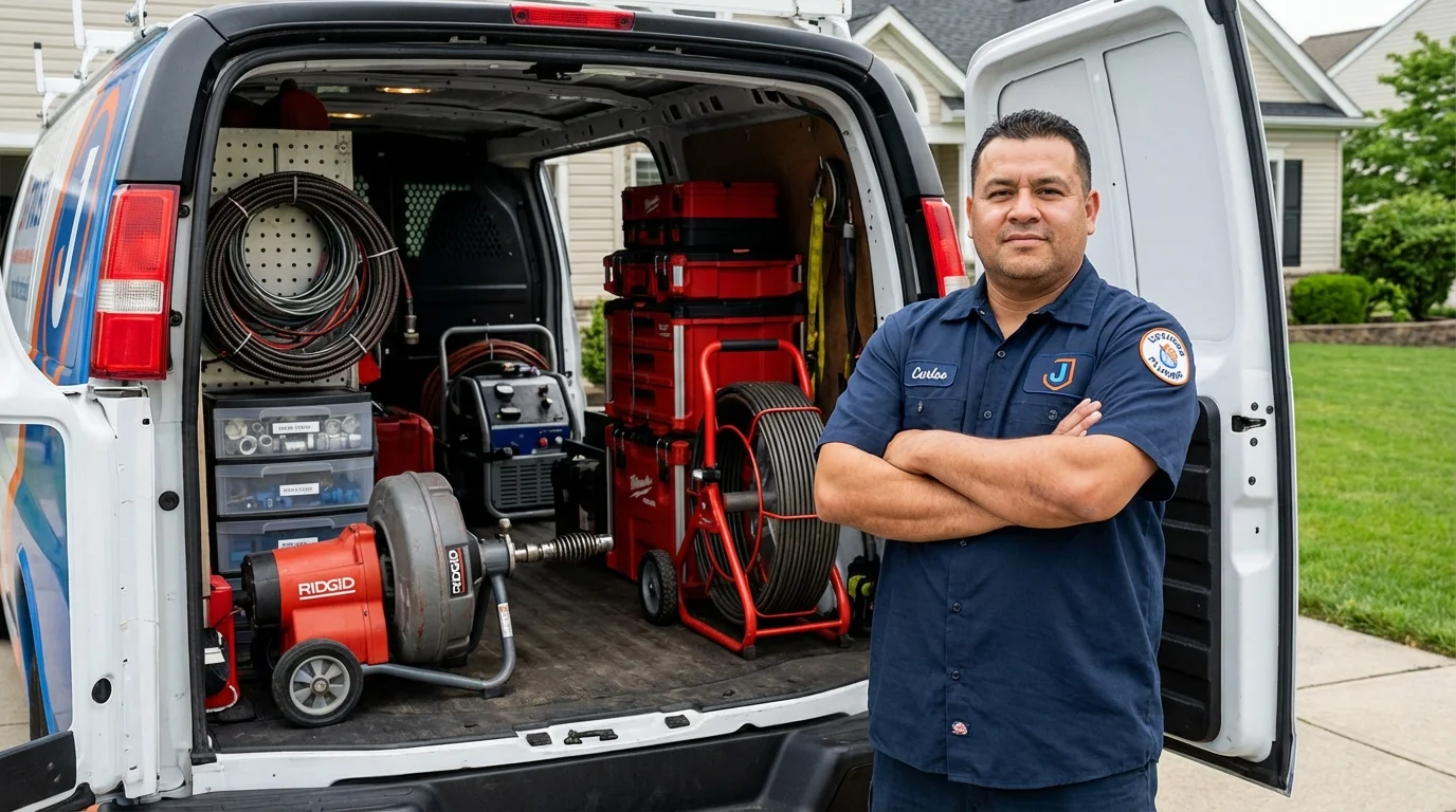 Professional drain cleaning equipment and Johns Plumbing LLC plumber in Laton