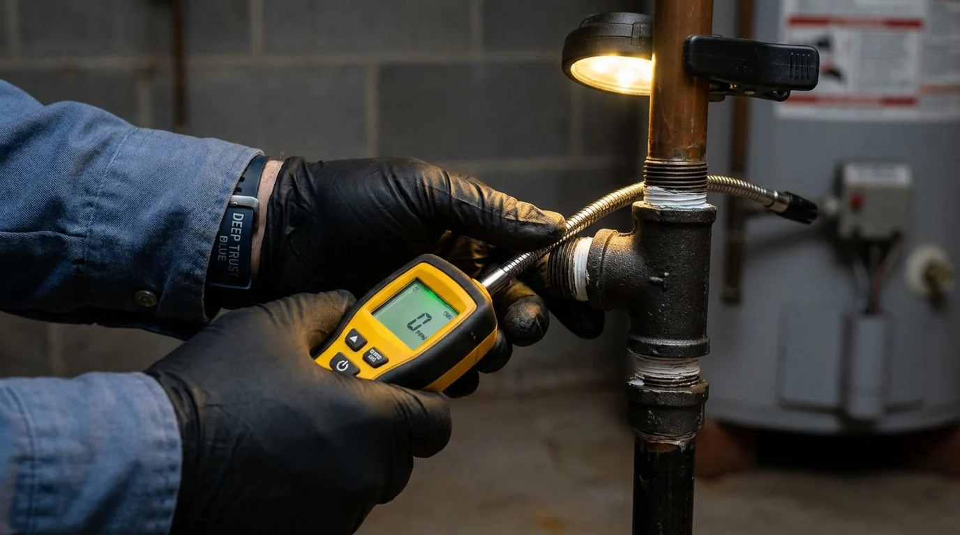 Gas leak detection with electronic sniffer by Johns Plumbing LLC in Laton